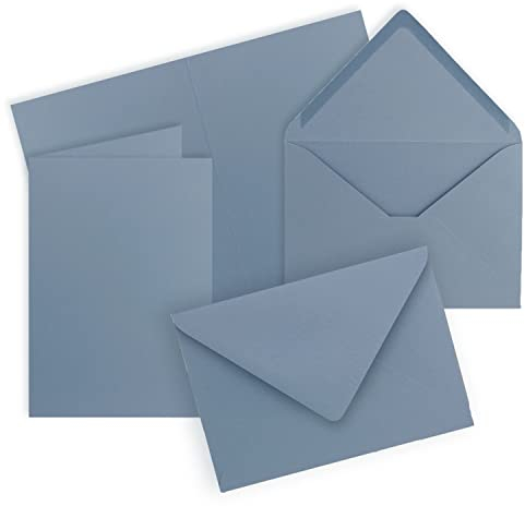 20x Faltkarten Set mit Briefumschlägen DIN A6 / C6 - Graublau (Blau) - 14,8 x 10,5 cm (105 x 148) - Doppelkarten Set - Serie FarbenFroh