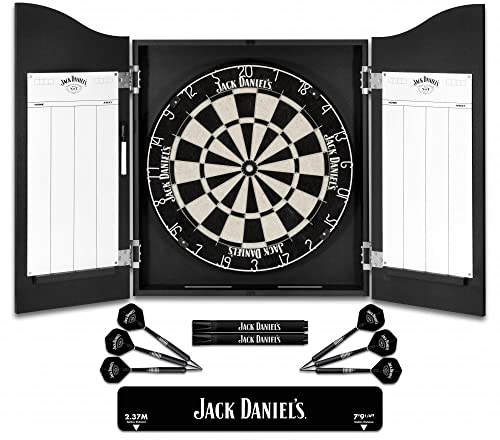 Offiziell lizenziertes Jack Daniel's bedruckte Dartpfeile in Schwarz inklusive Dartscheibe | JD Logo (CAB512), L