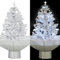 KOIECETA Schneiender Weihnachtsbaum mit Schirmfuß Schneefall Kugeln LED-Lampen Tannenbaum Christbaum Kunstbaum Dekobaum Schnee Weiß 75cm