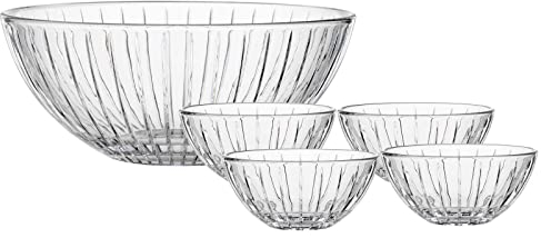 Spiegelau & Nachtmann Schalen-Set Milano, Salatschalen aus Glas, 4 kleine Schalen ø 13 cm / 1 große Schale ø 24,5 cm, spülmaschinenfest, Schalenset im Geschenkkarton, 2730195