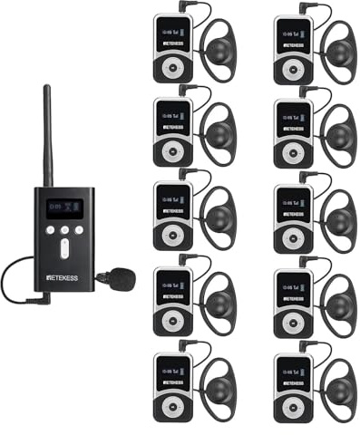 Retekess T130S Tour Guide System, Sistema de Guía Inalámbrico (1-10) | para Recorrido Fábrica, Turismo, 100m, 49 Canales, Micrófono para Guía Turístico, Audio Claro para Visitas