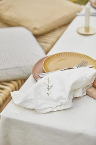 IB Laursen Stoffserviette Butter Cream m/weissen Margeriten - B: 40 L: 40