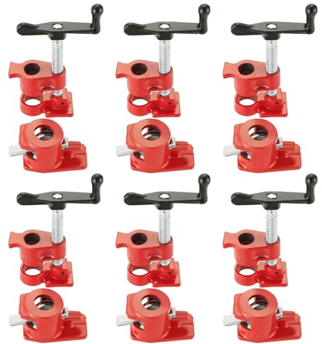 Acymner Wood Gluing Pipe Clamp Set | 1/2 Heavy Duty Woodworking Cast Iron Pipe Clamps Quick Release Pipe Wood Clamps (6 Pack, 1/2)