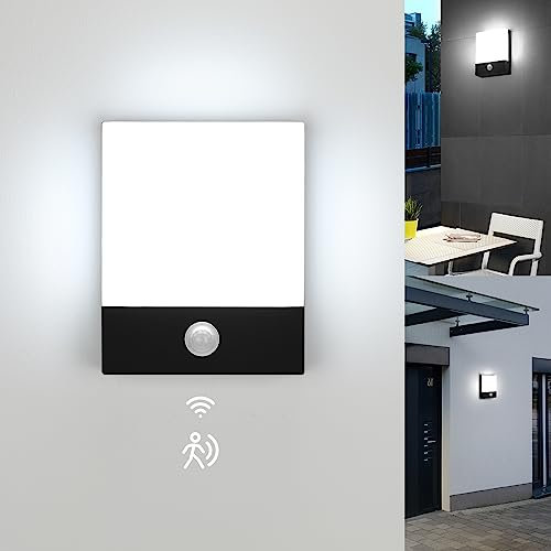 Lightsjoy 18W Außenleuchte mit Bewegungsmelder IP65 Außenlampe Wand Außenwandleuchte Modern Wandlampe Wasserdicht Außenbeleuchtung Alu für Außenbreich Outdoor Wall light Flur Treppenhuaus-Kaltweiß