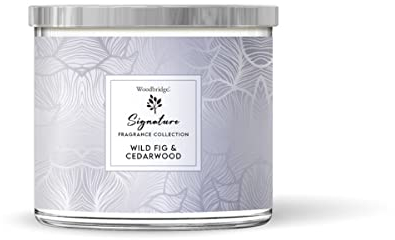 Woodbridge Duftkerze im Glas mit Deckel | Wild Fig & Cedarwood | Duftkerze Sandelholz | Kerzen 3 Docht | Kerzen lange Brenndauer (40h) | Geschenk für Frauen