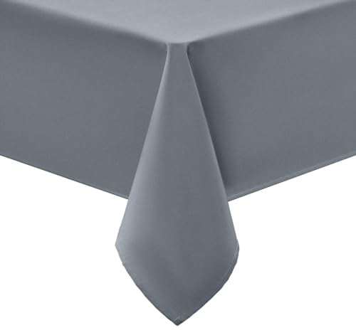 smiry Tischdecke Abwaschbar Rechteckig 140x140cm Tischtuch Polyester Wasserabweisend Lotuseffekt Tischwäsche Schmutzabweisend Abwischbare Tafeldecke für Party Küche, Grau