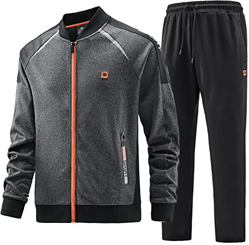 W JIANWANG Herren Jogginganzug Trainingsanzug Sportanzug Fußball Sporthose für Gym Tracksuit Atmungsaktiv Hausanzug Grau JW-143-M