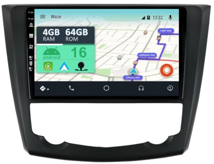 YUNTX 【2+64G】 Android 15 Autoradio für Renault Kadjar 2015-2019-[Integriertes CarPlay/Android Auto/GPS/Lenkradsteuerung/MirrorLink/Bluetooth 5.0/WiFi/USB/4G]-9” IPS 2.5D Touchscreen-Kostenlose Kamera