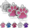Ibera Gifts - 2 x Chapa Perro Grabada en Forma de Pata con Perdería y Purpurina, Placa Perro Personalizada para Perros y Gatos Pequeños y Medianos, Chapa Identificativa Perro y Gato (Rosa x 2)