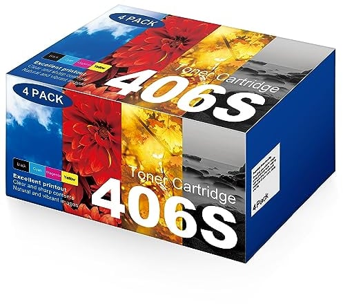 CLT-P406C P406C 406S Toner Kompatibel für Samsung P406C Toner CLT-406S für Samsung CLX 3305 Toner C460W C410W CLP-365 C460FW CLX-3300 CLP-360 (1 Schwarz, 1 Cyan, 1 Magenta, 1 Gelb, 4er-Pack)