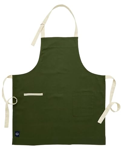 Encasa Homes Delantal de cocina ajustable con bolsillos y toallero - 27x33 - Algodón ecológico, Hogar y el Restaurante, Hombres, Mujeres, Cocina, Hornead - Hoja verde