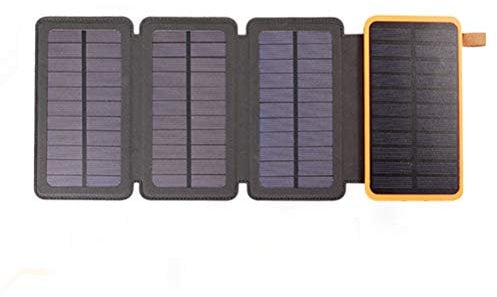 Ozgkee Solar Power Bank, 10,000mAh Solar Charger with Foldable Solar Panels Waterproof Solar Portable Charger Waterproof LED Flashlight for Mobile Phones, Tablet, Outdoor Camping (Black