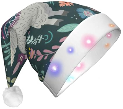 OdDdot Niedlicher Lama-Blumendruck, Weihnachtsmütze, Weihnachtsmütze, Weihnachtsmütze für Unisex-Erwachsene, passend für Neujahr, festliche Feiertagsparty