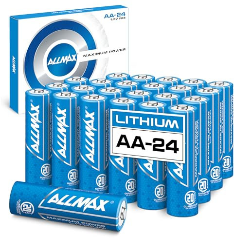 Batterie Allmax AA al litio Maximum Power (24 Pezzi) – Lunga durata, a prova di perdite, conservazione fino a 20 anni – Perfette per telecamere di sicurezza blink – 1.5V