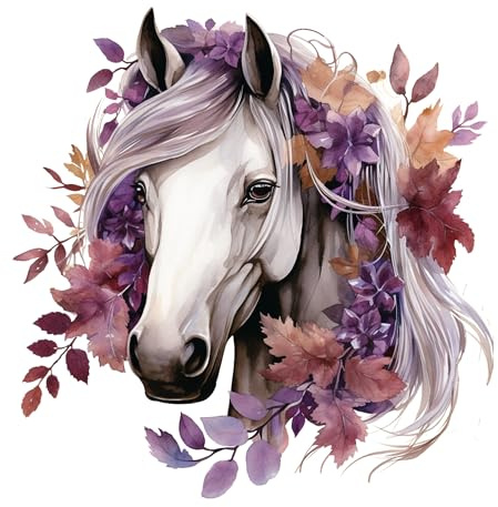 GRAZDesign Wandtattoo Pferd mit Blumen, Lila für Mädchen Wandaufkleber Kinderzimmer & Mädchenzimmer, Wanddeko als Aufkleber - 58x57cm