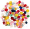 Wisafory Lot de 50 mini nœuds de roses en satin - Fleurs en tissu à coudre - Têtes de roses artificielles multicolores - Décoration pour bricolage, bricolage, vêtements, décoration