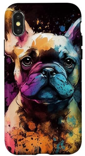 iPhone X/XS French Bulldog Puppy Colorful Illustration Graphic Case