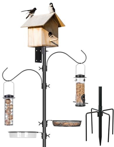 MIXXIDEA Vogelhaus Ständer 203cm Ständer für Vogelhaus Höhenverstellbar Vogelfutterstange Universalständer Set Mit 5 Zinken-Sockel für Garten, Außen, Wiese (Das Vogelhaus Ist Nicht Inbegriffen)