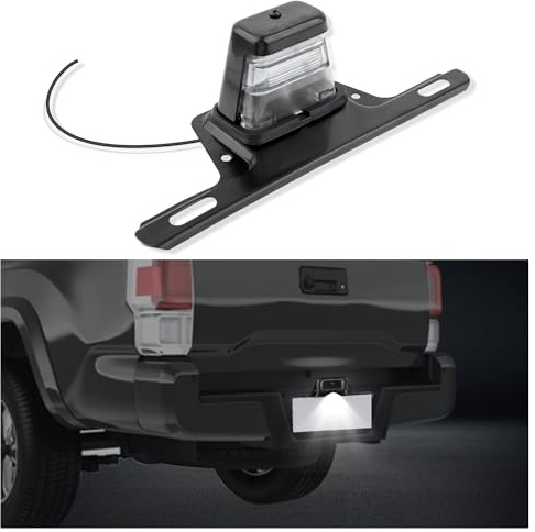 IHOTDER License Plate Light Kit with Trailer License Plate Holder,Waterproof LED Licensee Plate Light Assembly for Light Illumination,Tag Lights for 12V Trailer,Truck,RV