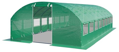 TOOLPORT Serra da Giardino tunnel Serra Orto stabile e robusto 4x8m - Telo PE 180g/m² verde transparente