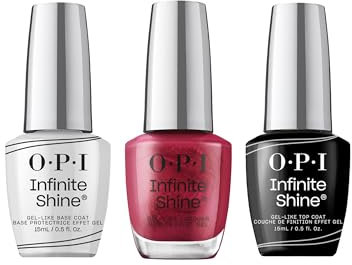 OPI Infinite Shine Long-wear Nail Polish, Gel-Like Nail Varnish with no UV lamp needed, 3-Step System for up to 11 days of colour, Base Coat & Nail Polish & Top Coat, I’m Not Really a Waitress, 3x15ml