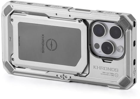Tilta Khronos Schutzhülle kompatibel mit iPhone 15 Pro, Aluminiumkonstruktion, Verwendung mit Zubehör für fortgeschrittenes Filmemachen (Titanweiß)