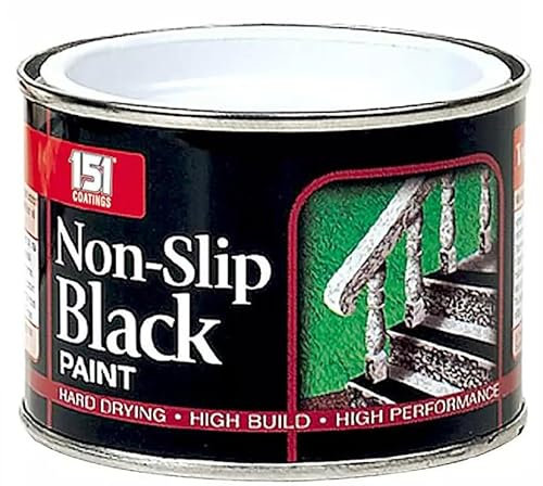 JKG NON-SLIP BLACK PAINT 180ml - For Stairs & Garden Steps - Wood Metal & Concrete - Durable Tough Textured Finish - Interior Indoor Exterior Outdoor - Masonry Fade-Resistant Non-Slip Paint