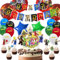 XINCHEN Anime geburtstagsdekorationen anime geburtstagsdeko set Latex Ballons Rot Schwarz Blau, Cupcake Topper, Geburtstag Banner, Luftballon Geburtstag Kit für Kindergeburtstag Decorations