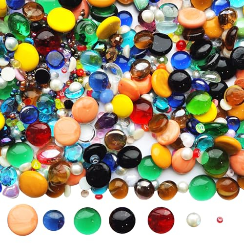 Verschiedene Glasperlen, gemischte Kristallglasperlen, 500 g DIY -Glasperlen für Schmuckherstellung, farbenfrohe Lampenperlen für Kinderspielzeug, Aquarium, Blumenpot -Dekor -Stil 1, Kristallglasperl