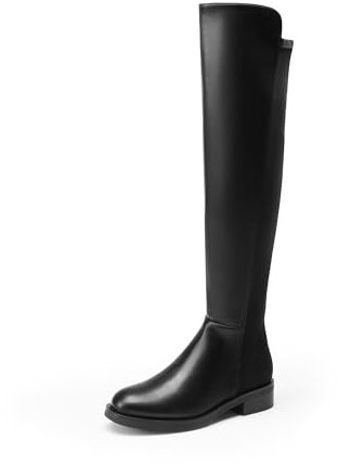 DREAM PAIRS Stivali Donna Overknee Stivali Classici da Donna sopra Il Ginocchio con Tacco Basso,Size 39,Nero-Pu,SDOB2409W