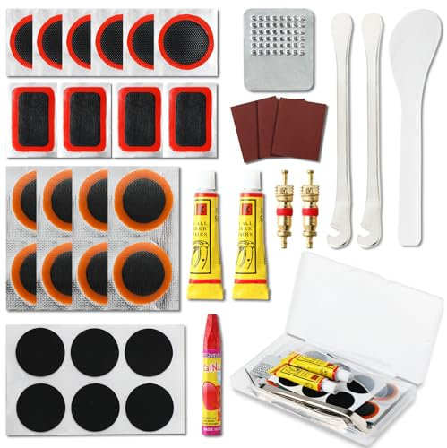 CRESZZLE Fahrrad reparaturset, Fahrrad flickzeug Set, fahrradreifen reparaturset, mit tragbarer Aufbewahrungsbox für Radfahrer, Motorräder, Geländefahrzeuge und mehr.