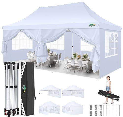 Hoteel Faltpavillon 3X6m Wasserdicht Stabil Pavillon 3x6m, Partyzelt Faltbar Anti-UV mit 6 Seitenwänden, Gartenpavillon für Hochzeiten, Freien, Garten