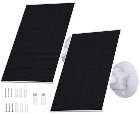 Solarpanel für Überwachungskamera,Monokristalline Solarmodule für DC 5V Akku Kamera Outdoor,Türklingel und Außenbeleuchtung mit USB und USB-C Anschluss,IP65 3m Kabel,360° Halterung(2 Pack)