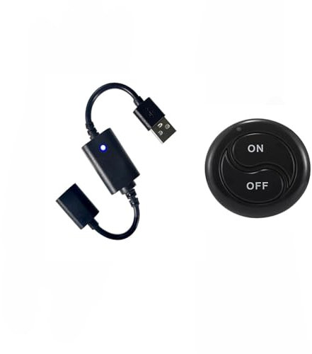 USB ON OFF activar interruptor remoto inalámbrico RF lámpara ventilador cargador de batería adaptador de banco de energía enchufe para 5V noche luz LED tira de luz (negro-1)
