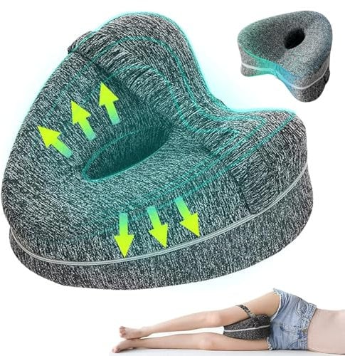 Knee Pillow for Sleeping on Side, Ergononmic Memory Foam Wedge Pillow, Heart Shape Knee Support, Pregnancy Bed Leg Cushion Orthopaedic Leg Pillows for Sleeping, Relieve Sciatica & Hip Pain (Grey)