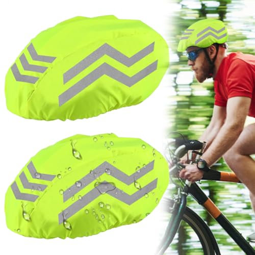 LGZIN 2 Stück Regenschutz für Fahrradhelm, Fahrradhelm Regenüberzug, Reflektierend Helmüberzug, Winddichter Regenüberzug, Reflektierende Fahrrad Regenhaube für Ausflüge Reisen und Fahrten