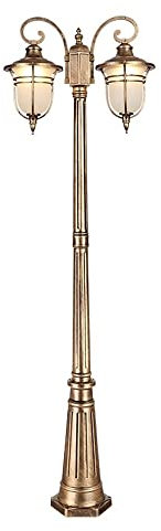 CAFIEDR Lampadaire de Paysage à Poteau Haut Vintage Lampe de Pilier européenne à 2 têtes Lampe de Sol étanche Lanterne de Poteau de Cour extérieure Colonne Lumineuse en Alliage d(Hauteur 2,9 m)