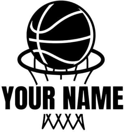 Basketball-Netz-Sport-Wandtattoo mit Namen, personalisierbar, für Spielzimmer, Kinderzimmer, personalisierbar, Basketball-Spieler, Schlafzimmer-S-42x44cm-Black