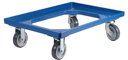 Transportroller Kunststoff 60x40 cm mit 4 Leichtlauf-Lenkrollen (Blau)