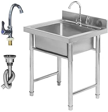 Fregadero Sobre Encimera Fregadero de cocina de estilo rústico Fregadero comercial de acero inoxidable 304 con grifo Fregadero de uso general Fregadero independiente para exteriores Fregader