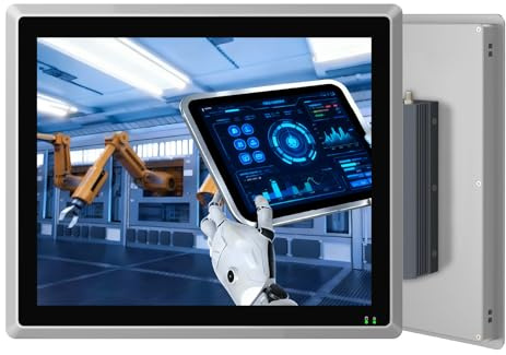 SunKol 17 Industrie Panel PC lüfterloser IP65 Touchscreen All-in-One | Windows 11 Pro Embedded kapazitiver Touch Computer,Auto Power-on,I7-10710U,8GB RAM,512GB SSD,LAN,HDMI,USB,HMI,für Automation
