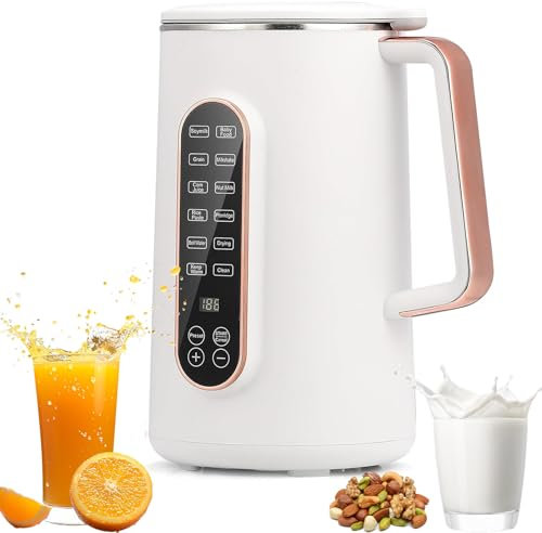 𝖬𝗒𝗅𝗄 Machine, 𝖬𝗒𝗅𝗄 Nut Milk Maker Machine, Almond Milk Maker, 8 In 1 Automatic Nut Milk Maker Blender, Soybean Milk Machine with 12h Delay Start (White)