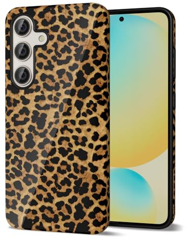 Svanove Gepardendruck Handyhülle für Samsung Galaxy S24 FE Hülle Mädchen Süß Leopard Hülle für Frauen Luxus Trendy Retro Cool Animal Print Design Aesthetic Muster Hartschale Plastik Cover Braun Fall