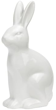 meindekoartikel Hase aus Keramik Osterhase Osterdeko Dekofigur B8xH16xT6cm (Weiss)