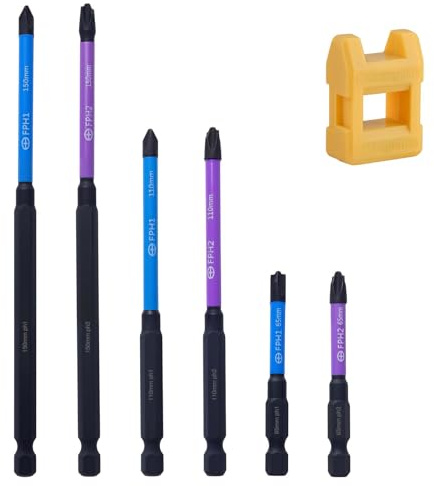 SPEEDWOX 6pcs Magnetic Special Flat Slotted Phillips Cross Head Screwdriver Bit Set Electrician Impact Screwdriver Bit 1/4 Inch Hex Shank Electrician Flat Slotted Cross Head Screw Driver Drill Bits