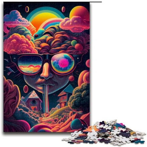 1000-teiliges Funky 90er-Jahre-Rainbow-Jerk-Puzzle für Kinder, Holzpuzzle, Heimkunst-Dekoration, 1000 PCS