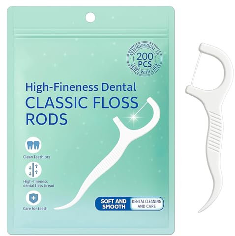 wilcractk Hilo dental con mango blanco 200 uds, seda dental tipo arcos con alta elasticidad, floss desechable para niños y adultos, ideal para uso oral diario y hoteles