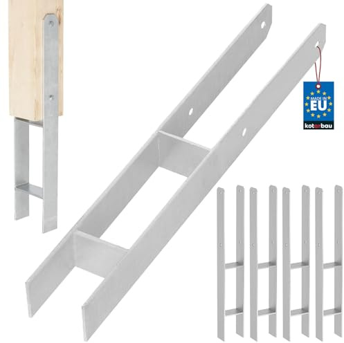 KOTARBAU® H Pfostenträger zum Einbetonieren 70x600 mm, H Anker, 4er Set | Bodenanker, Pfostenanker für Zaunpfosten & Holzbalken, Balkenschuh aus galvanisch verzinktem Stahl, Silber