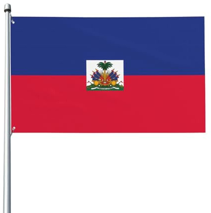 Haitianische Flagge, Gartenflagge, 90 x 152 cm, lebendiger Druck, Polyester-Banner, einfach aufzuhängen, für Terrasse, Party, Camping