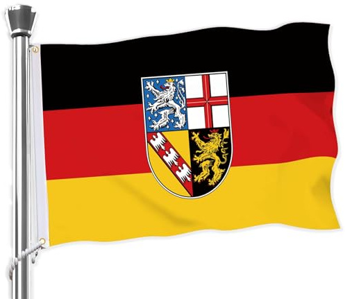 3x5 FT Saarland Flagge,Große Saarland Flaggen,36x60 Zoll doppelt gedrucktes dauerhaftes Banner,150D dicke Polyester-Outdoor-Dekorationen mit 2 Messing-Grommet(saarland,L)